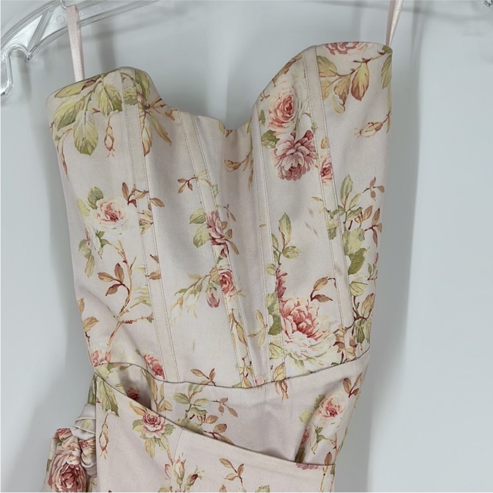 V. Chapman Strapless Floral Dress in Cream and Pink - Picture 4 of 7